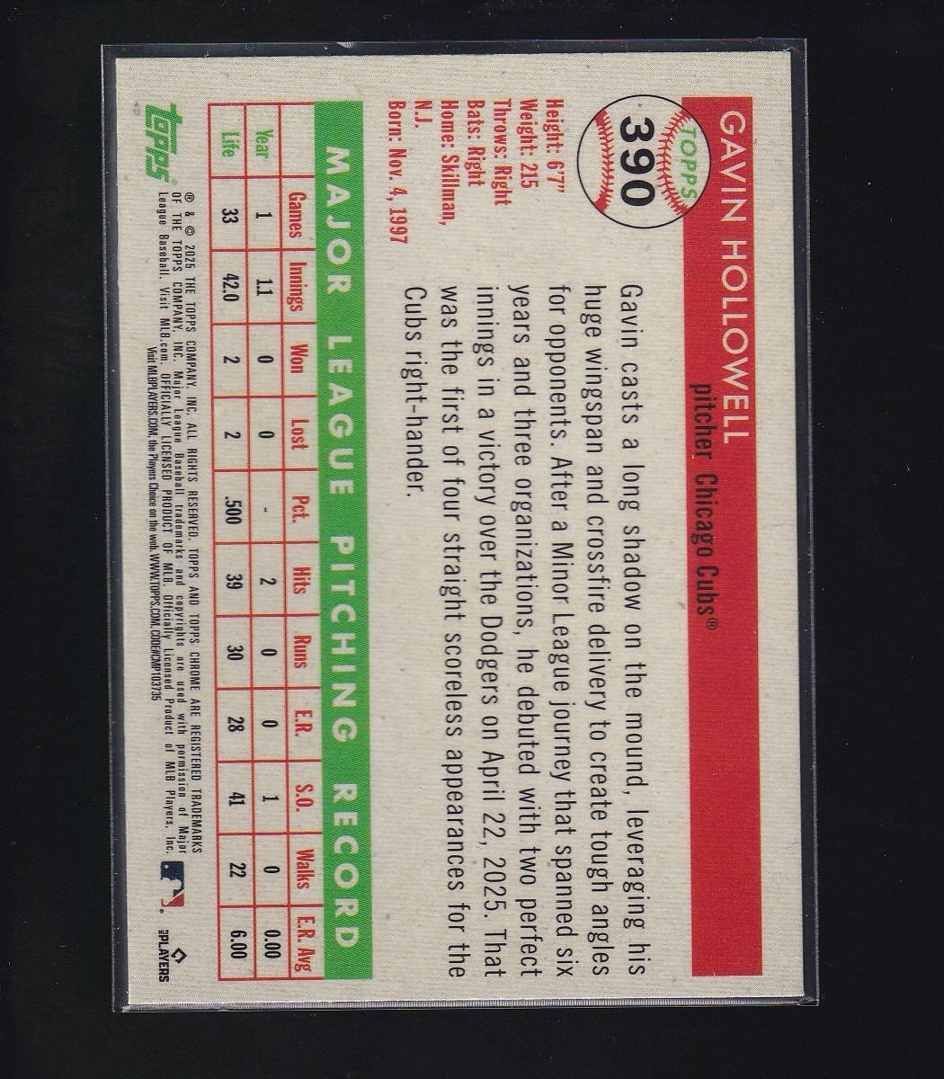 2025 Topps Chrome Platinum #390 Gavin Hollowell Blue Prism Refractor