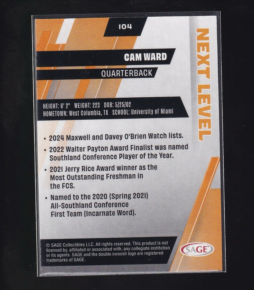 2025 SAGE HIT #104 Cam Ward Blue